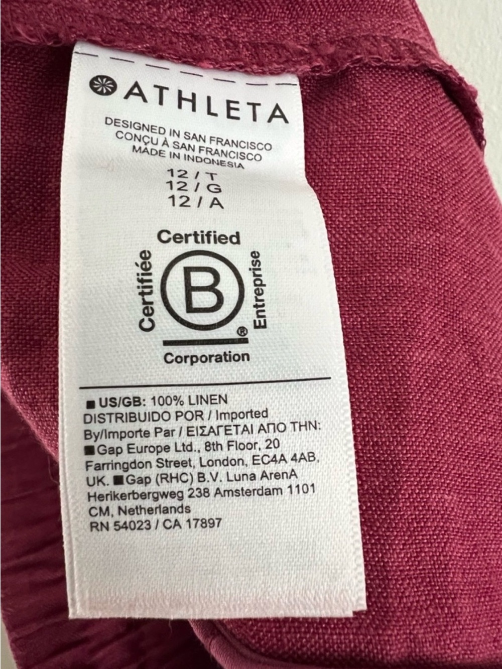 Athleta Retreat Linen Wide Leg Pant Raspberry Pink Dopamine Feminine NWOT - Picture 7 of 11